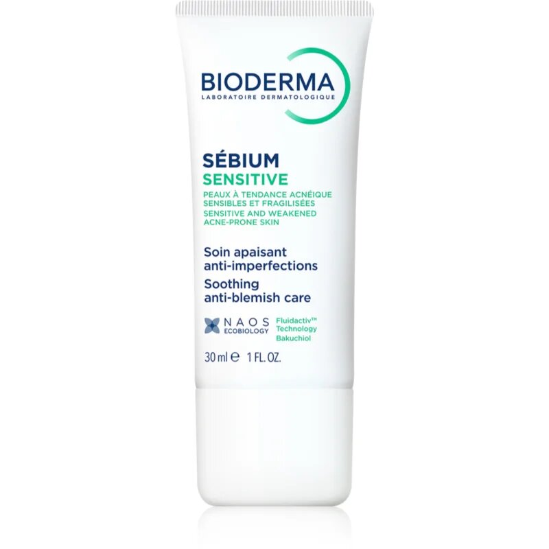 Bioderma Sébium Sensitive интензивен хидратиращ и успокояващ крем за кожа която е суха и раздразнена от медикаментозно лечение на акне 30 мл.