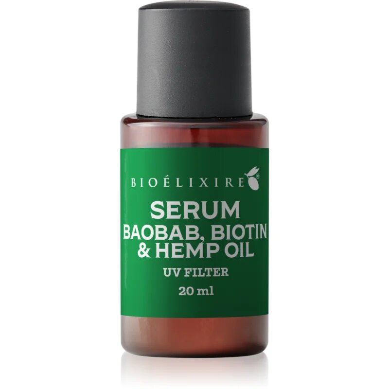 Bioélixire Serum Baobab Biotin & Hemp Oil серум за увредена и крехка коса с UV филтър 20 мл.