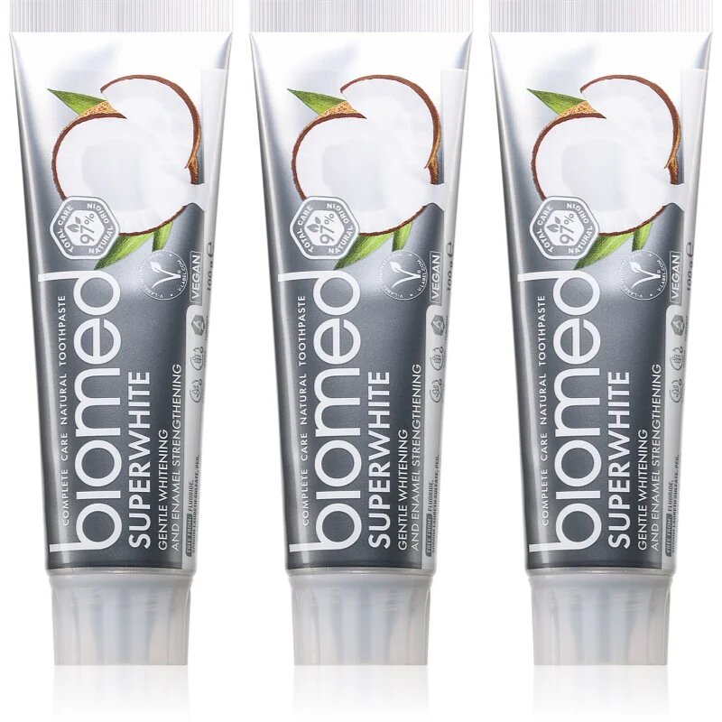 Biomed Superwhite подсилваща паста за зъби с кокосово масло 3x100 гр.