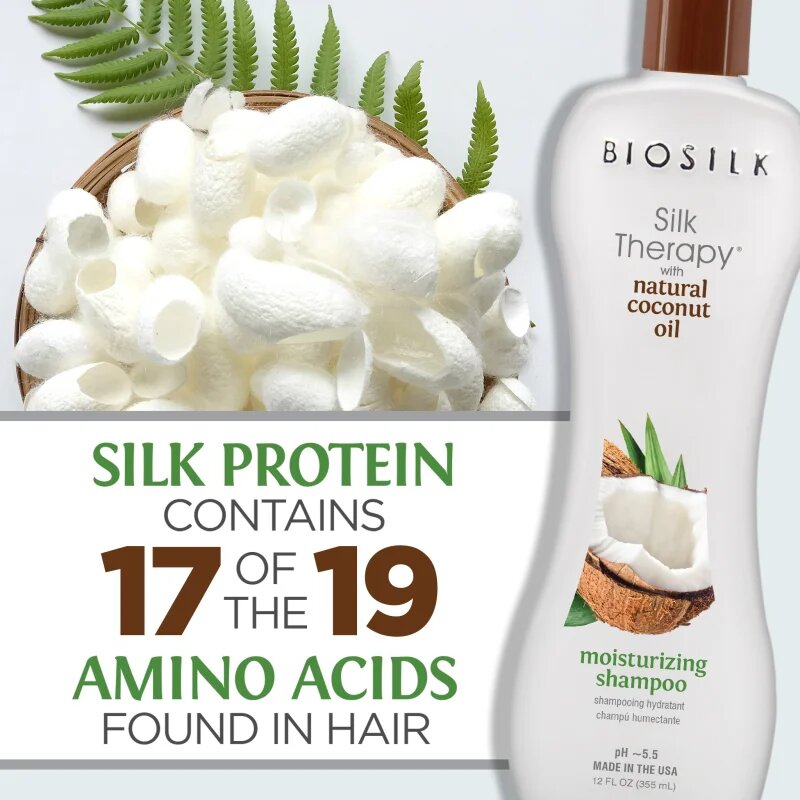 Biosilk Silk Therapy Natural Coconut Oil хидратиращ шампоан с кокосово масло 355 мл.
