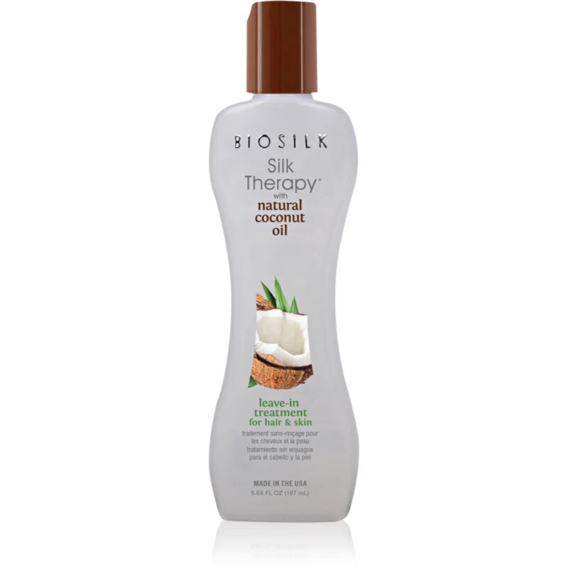 Biosilk Silk Therapy Natural Coconut Oil хидратираща грижа без отмиване за коса и тяло 167 мл.