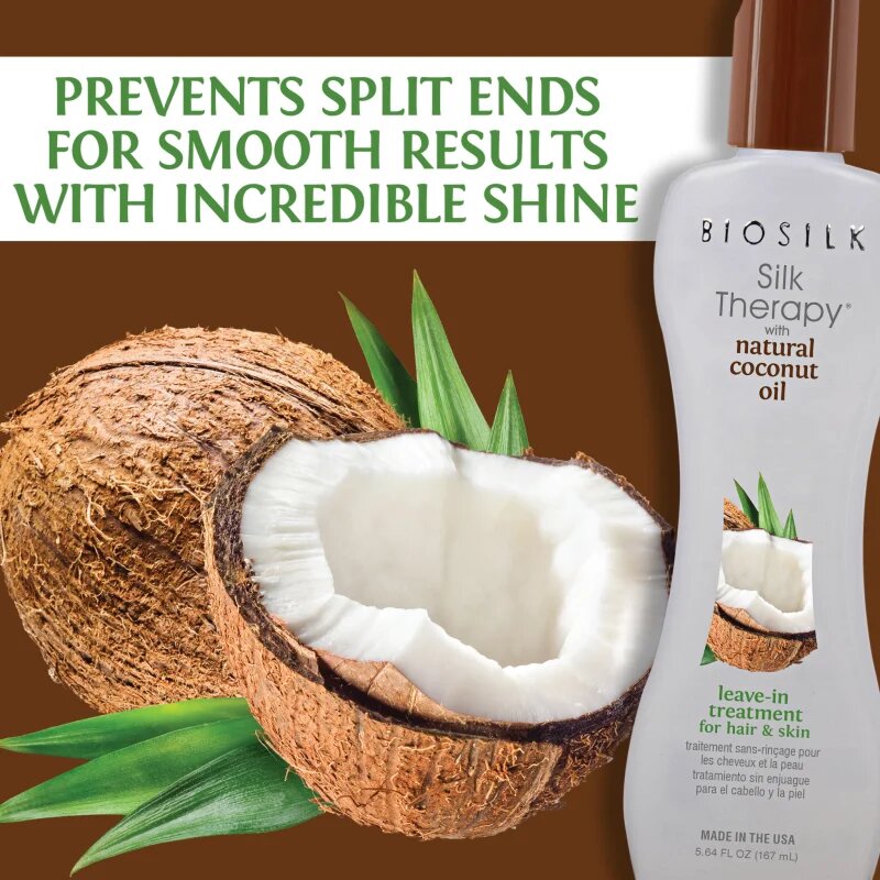 Biosilk Silk Therapy Natural Coconut Oil хидратираща грижа без отмиване за коса и тяло 167 мл.