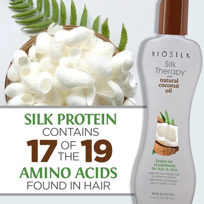 Biosilk Silk Therapy Natural Coconut Oil хидратираща грижа без отмиване за коса и тяло 167 мл.