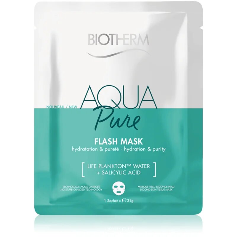 Biotherm Aqua Pure Flash Mask платнена маска с хидратиращ ефект за регенериране на кожата 31 гр.