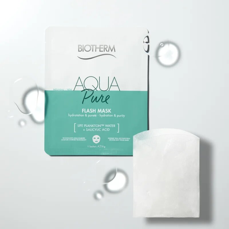 Biotherm Aqua Pure Flash Mask платнена маска с хидратиращ ефект за регенериране на кожата 31 гр.