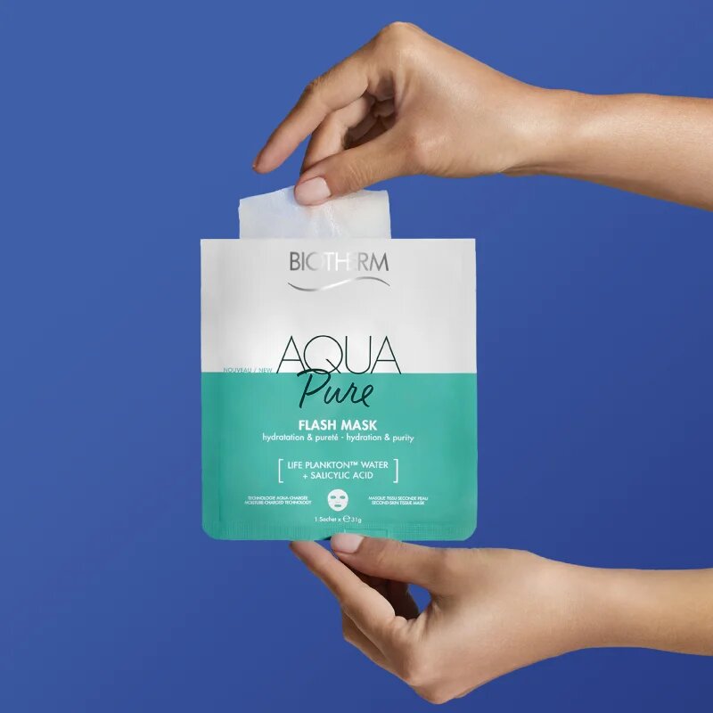 Biotherm Aqua Pure Flash Mask платнена маска с хидратиращ ефект за регенериране на кожата 31 гр.