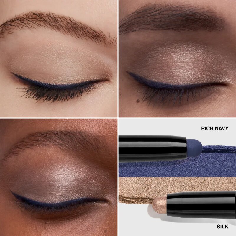 Bobbi Brown Long-Wear Dual-Ended Cream Shadow Stick сенки за очи в молив дуо цвят Silk / Rich Navy 1.6 гр.