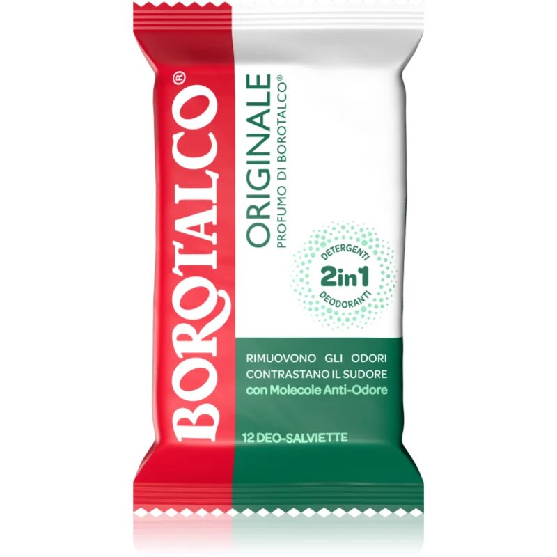 Borotalco Original Deo Wipes освежаващи мокри кърпички за крака тяло и подмишници 12 бр.