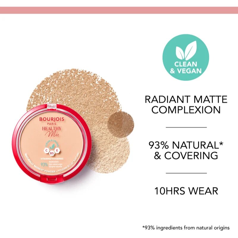 Bourjois Healthy Mix матираща пудра за сияен вид на кожата цвят 02 Vanilla 10 гр.
