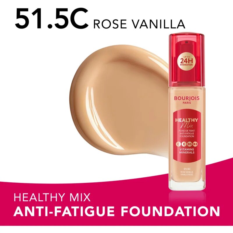 Bourjois Healthy Mix озаряващ хидратиращ фон дьо тен 24 часа цвят 51.5C Rose Vanilla 30 мл.