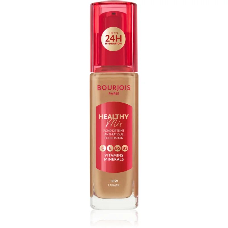 Bourjois Healthy Mix озаряващ хидратиращ фон дьо тен 24 часа цвят 58W Caramel 30 мл.