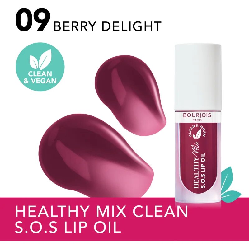 Bourjois Healthy Mix S.O.S Lip Oil масло от нар с хидратиращ ефект цвят 09 Berry Delight 4.5 гр.