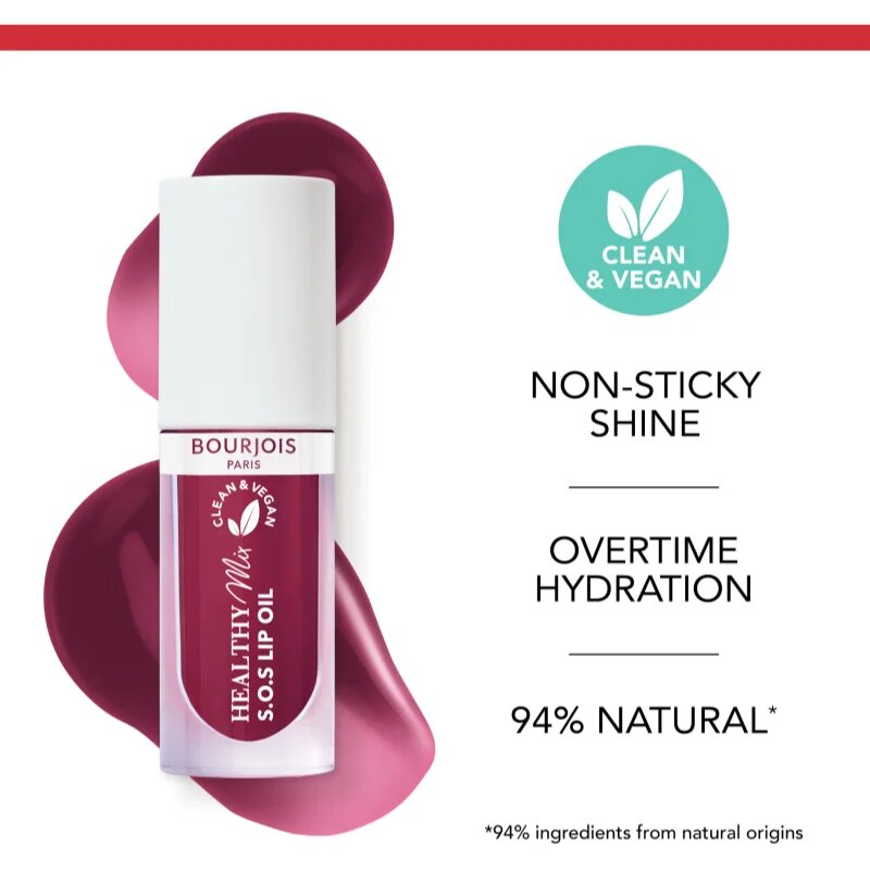 Bourjois Healthy Mix S.O.S Lip Oil масло от нар с хидратиращ ефект цвят 09 Berry Delight 4.5 гр.
