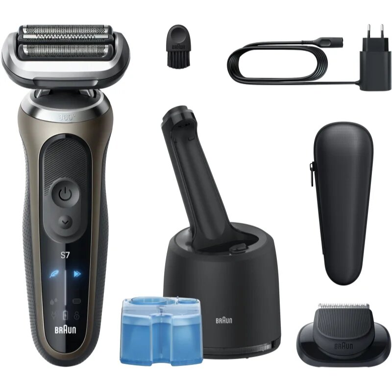 Braun Series 7 72-C7200cc електрическа самобръсначка с почистваща и зарядна станция Gold 1 бр.
