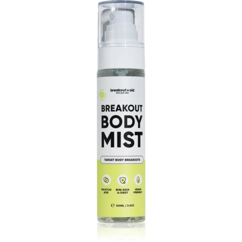 breakout + aid Body Mist спрей за тяло с ниацинамид и салицилова киселина против акне 100 мл.