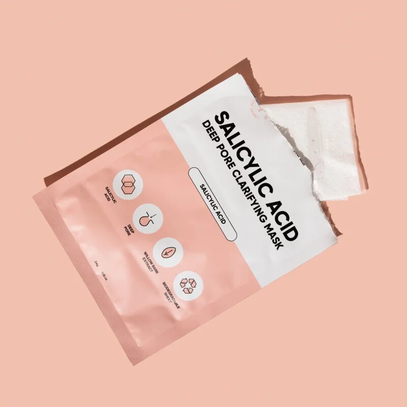 breakout + aid Salicylic Acid Deep Pore Clarifying Mask платнена маска със салицилова киселина 34 гр.