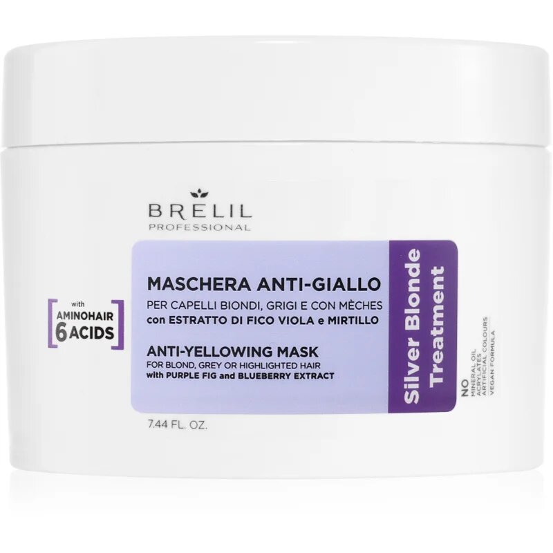 Brelil Professional Anti-yellowing Mask маска против жълти оттенъци за руса и сива коса 220 мл.