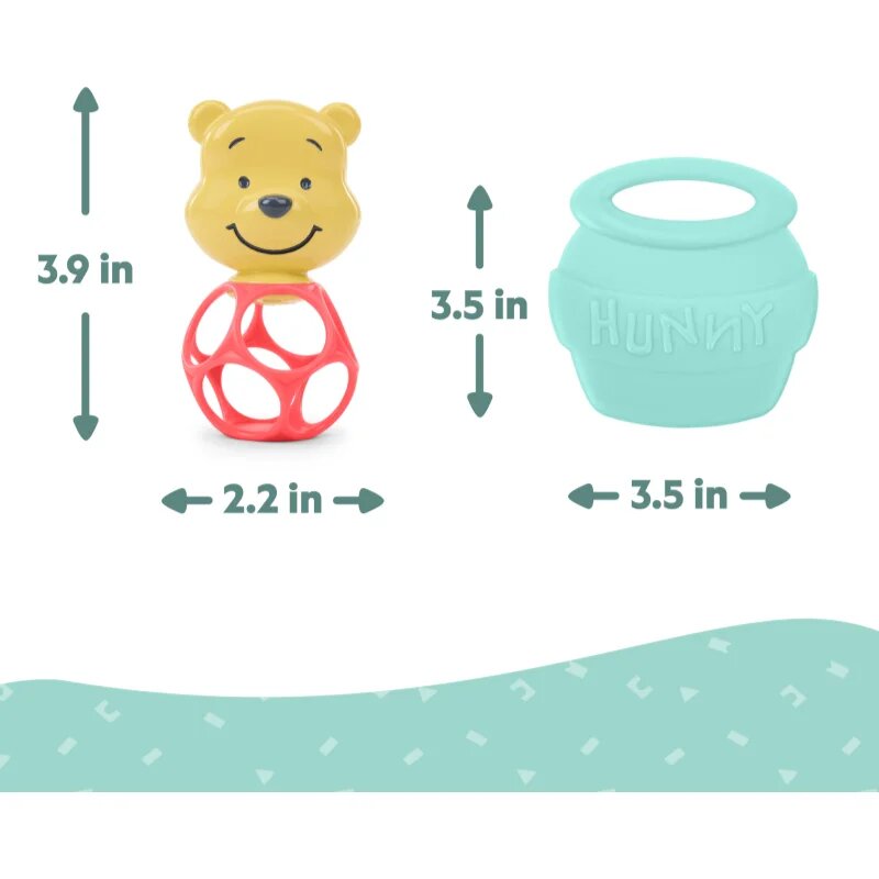 Bright Starts Hunny & Shake Winnie the Pooh гризалка с дрънкалка 2 бр.