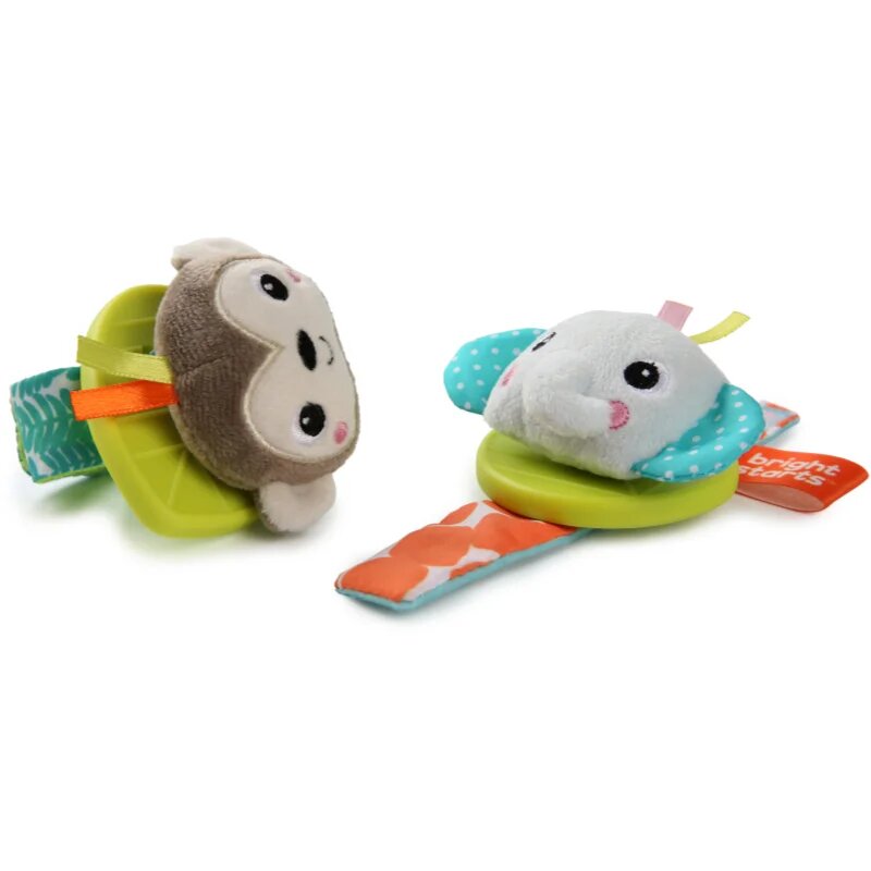 Bright Starts Wrist Pals Toy дрънкалка за ръка с гризалка Monkey & Elephant 0 m+ 2 бр.