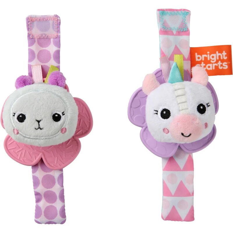 Bright Starts Wrist Pals Toy дрънкалка за ръка с гризалка Unicorn & Llama 0 m+ 2 бр.