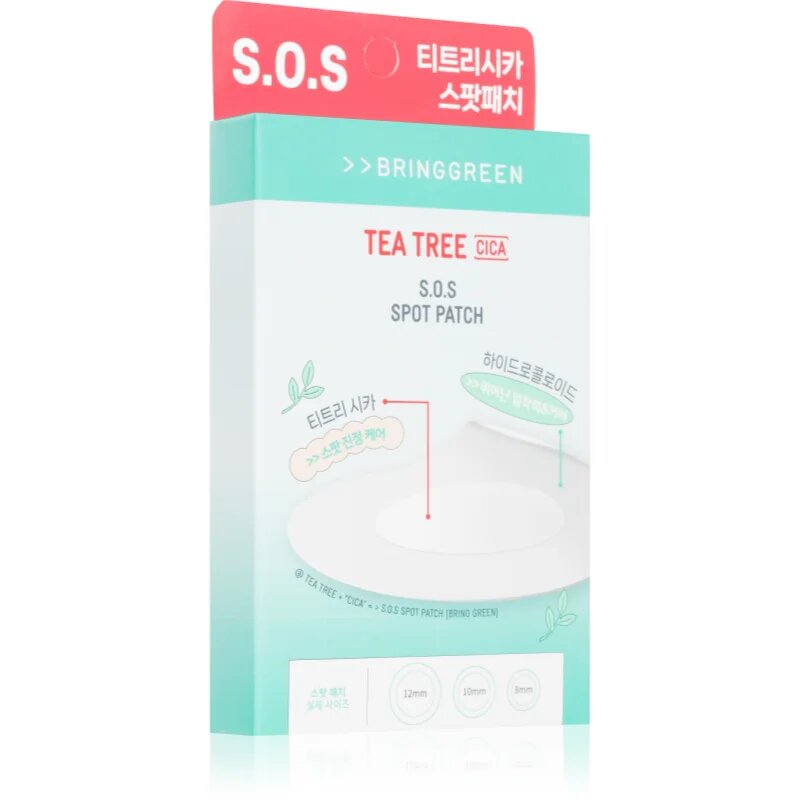 BRINGGREEN Tea Tree Cica SOS Spot Patch лепенки за проблемна кожа с успокояващ ефект 100 бр.