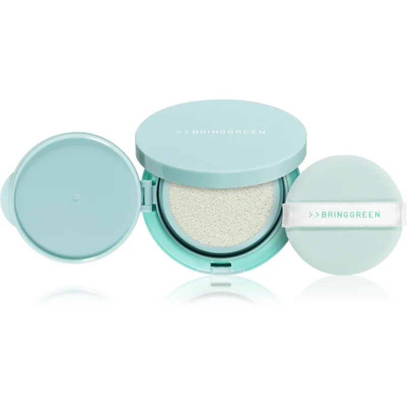 BRINGGREEN Tea Tree Cica Tone Up Sun Cushion лек защитен флуид с апликатор SPF 50+ 15 гр.