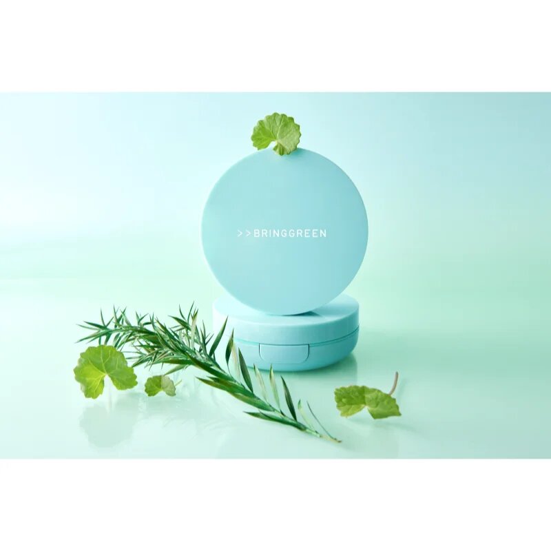 BRINGGREEN Tea Tree Cica Tone Up Sun Cushion лек защитен флуид с апликатор SPF 50+ 15 гр.