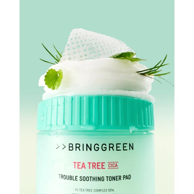 BRINGGREEN Tea Tree Cica Trouble Soothing Toner Pad тонизиращи възглавнички с успокояващ ефект 90 бр.