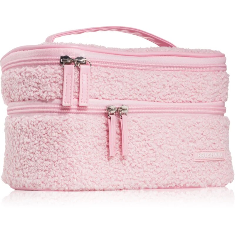 BrushArt Accessories Double-layered fluffy make-up bag чантичка с две отделения Light pink 1 бр.