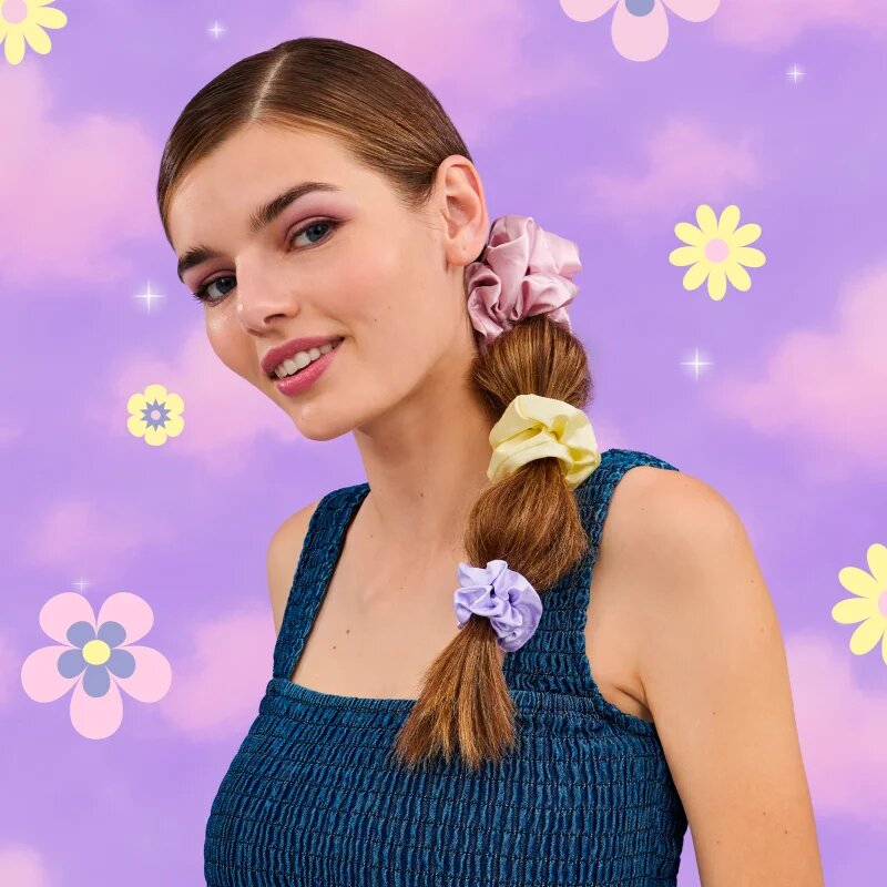 BrushArt Daisy Dreams Satin Scrunchies Set ластици за коса 3 бр.