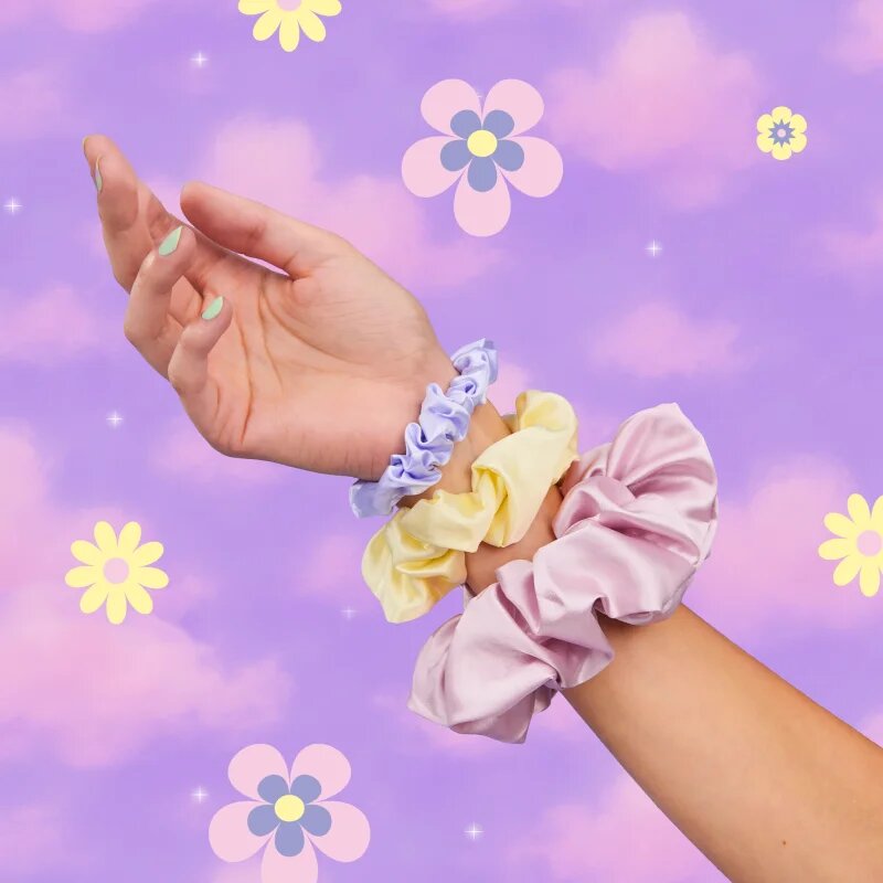 BrushArt Daisy Dreams Satin Scrunchies Set ластици за коса 3 бр.