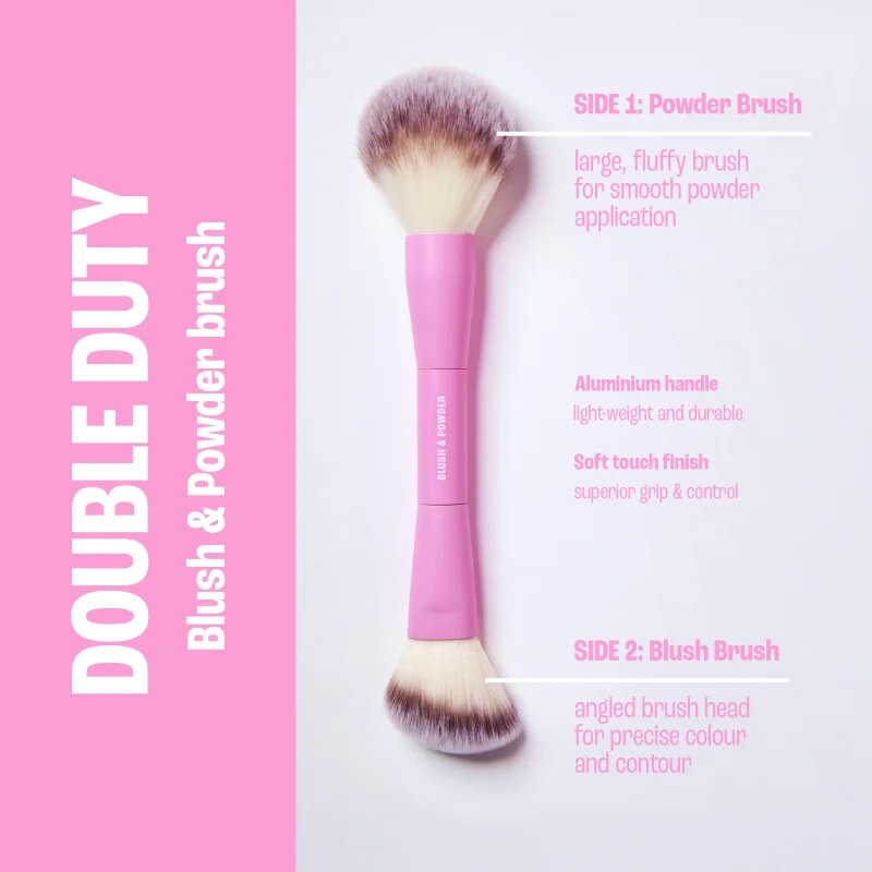 BrushArt Double Duty Blush & Powder brush четка за руж и пудра двустранен 1 бр.