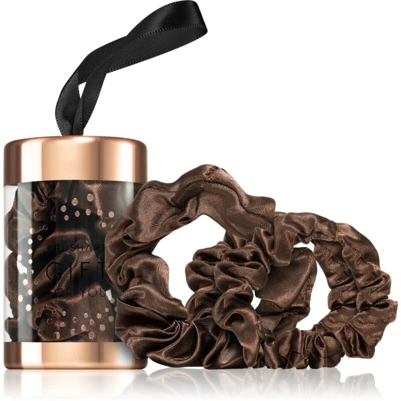 BrushArt Gift for You Slim & Midi satin scrunchie set ластици за коса Chocolate brown 3 бр.