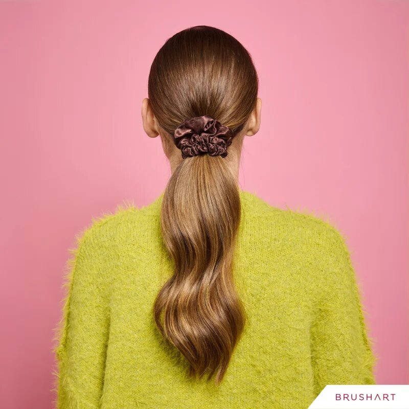 BrushArt Gift for You Slim & Midi satin scrunchie set ластици за коса Chocolate brown 3 бр.