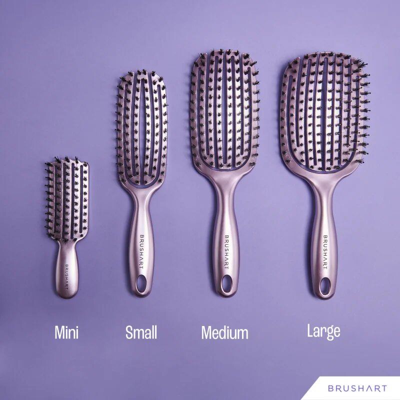 BrushArt Hair Vent blowdry hairbrush with boar bristles Четка за коса с влакна от найлон и глиган Mini 1 бр.
