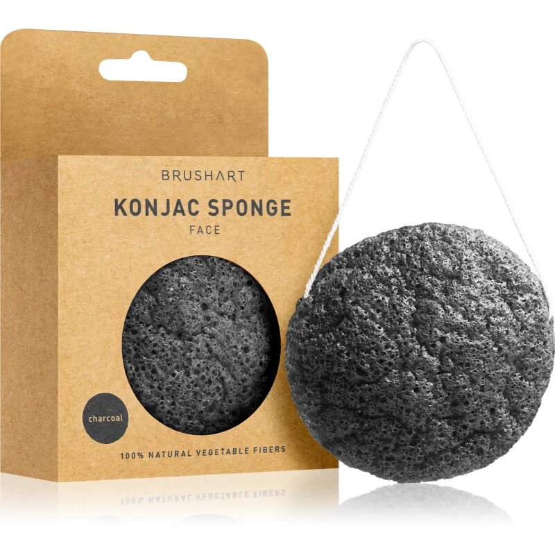 BrushArt Home Salon Konjac sponge нежна ексфолираща гъба за лице Charcoal 5 гр.