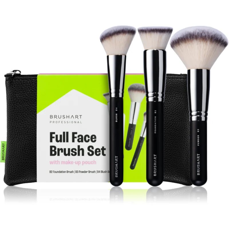 BrushArt Professional Full Face brush set with makeup pouch Комплект четки с чантичка Black