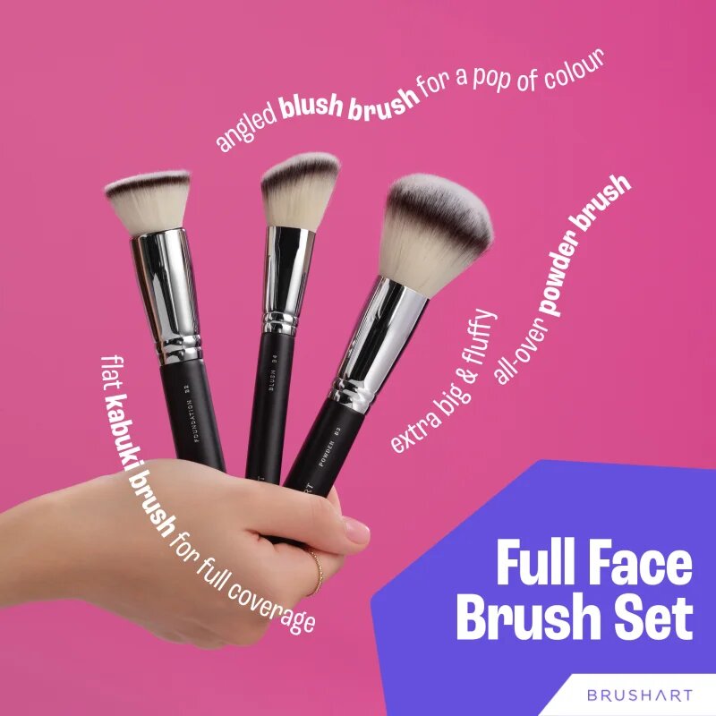 BrushArt Professional Full Face brush set with makeup pouch Комплект четки с чантичка Black