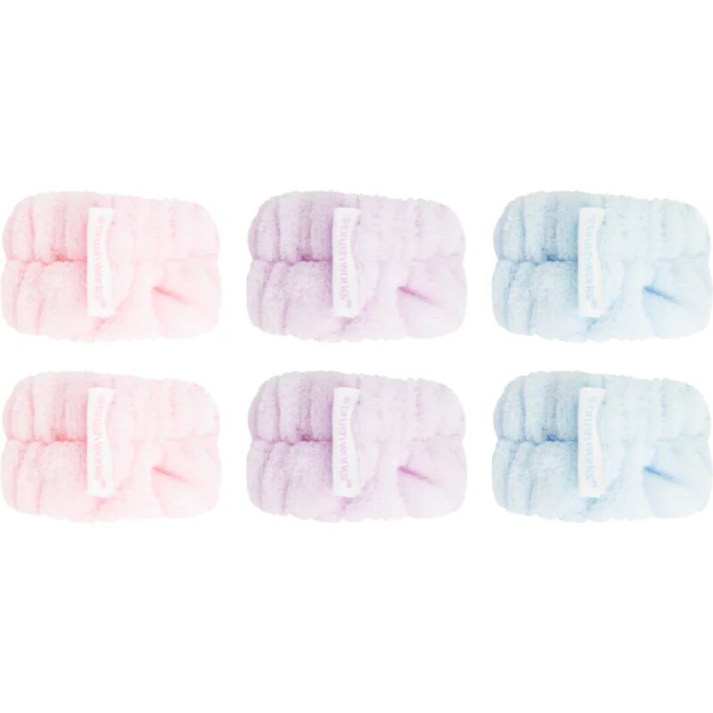Brushworks Pastel Microfibre Wrist Wash Bands гривни против стичаща се вода при миене на лицето 6 бр.