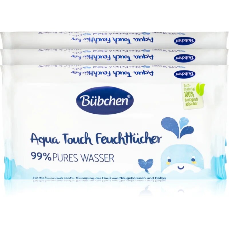 Bübchen Aqua Touch мокри кърпички за деца 3x48 бр.