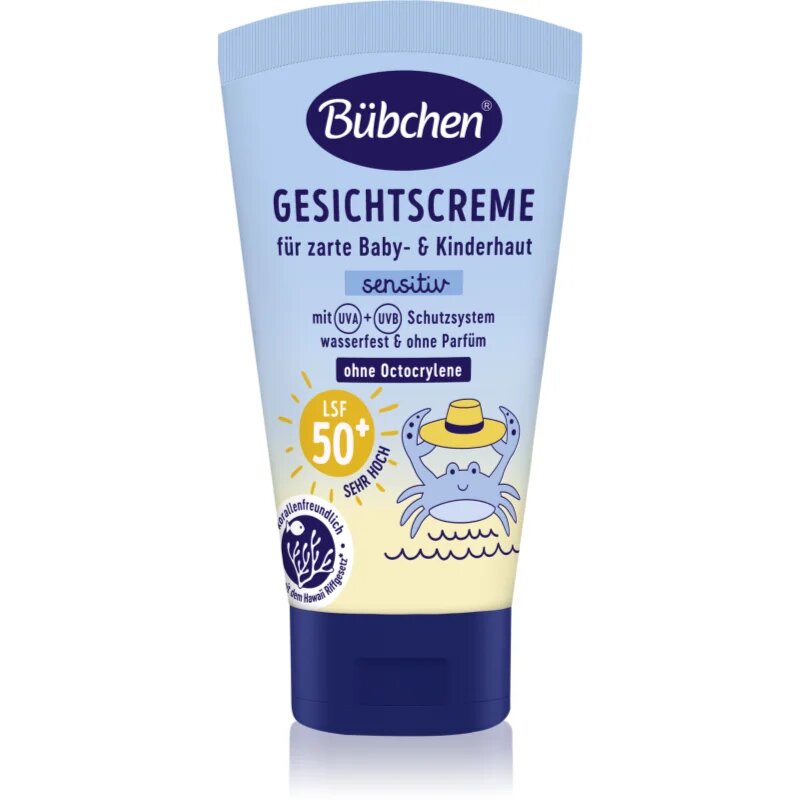 Bübchen Sensitive Sun Protection Face Cream SPF 50+ защитен детски крем за лице SPF 50+ 6 m+ 50 мл.