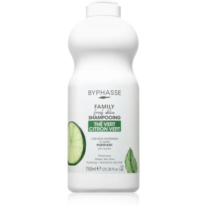 BYPHASSE Lime & Green ултрауспокояващ шампоан за нормална към мазна коса и чувствителен скалп 750 мл.