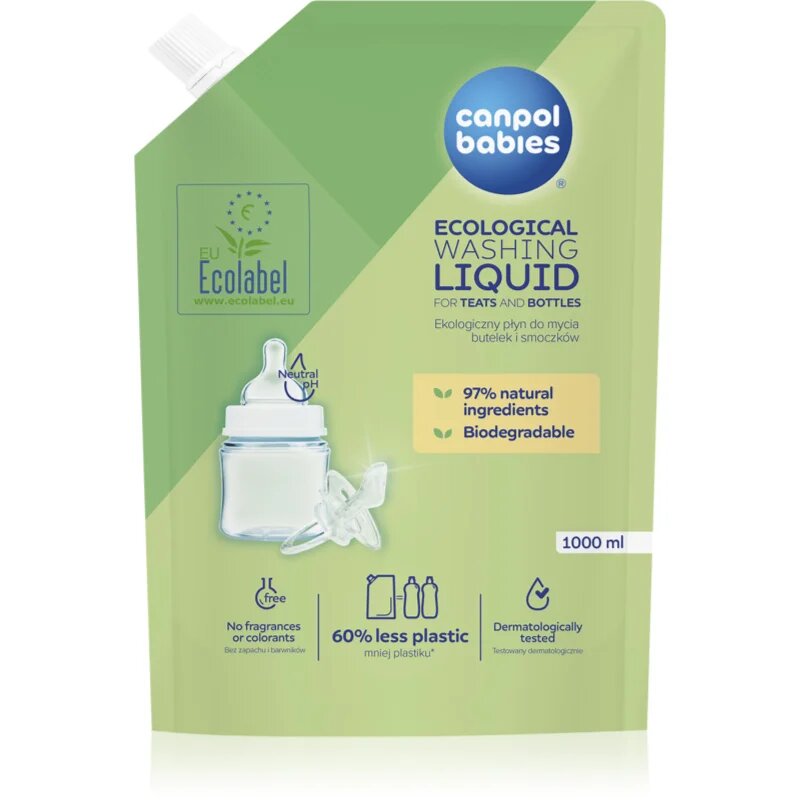 Canpol Babies Ecological Washing Liquid почистващ препарат за бебешки аксесоари резервен пълнител 1000 мл.