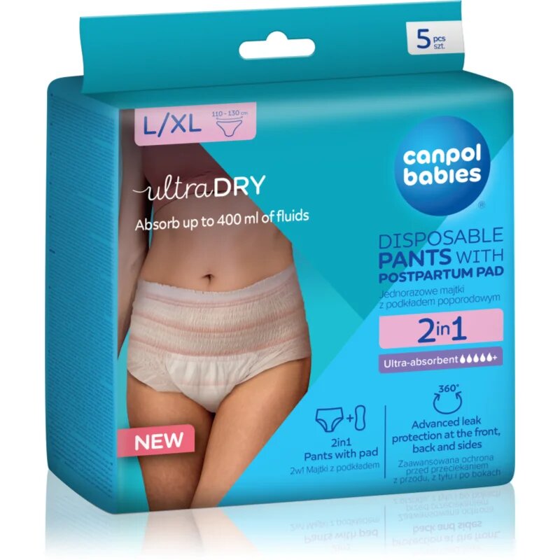 Canpol Babies Pants With Postpartum Pad следродилни бикини и боксерки еднократни 2в1 L/XL 5 бр.
