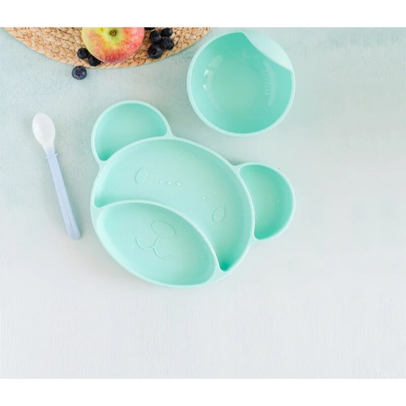 Canpol Babies Suction plate Bear разделена чиния с вендуза Turquoise 500 мл.