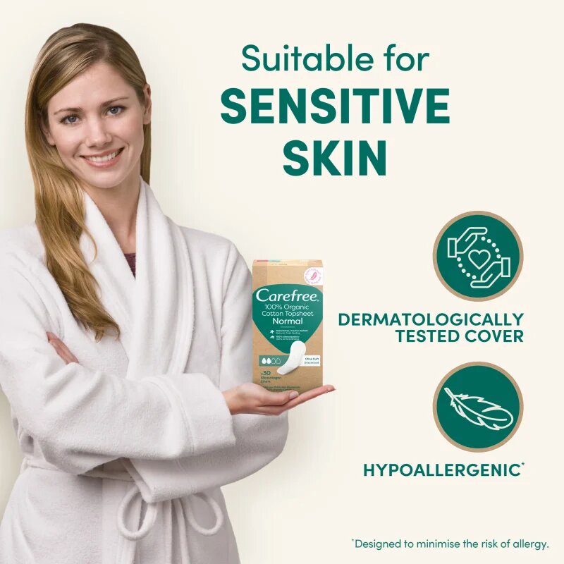 Carefree Organic Cotton Normal дамски превръзки 30 бр.