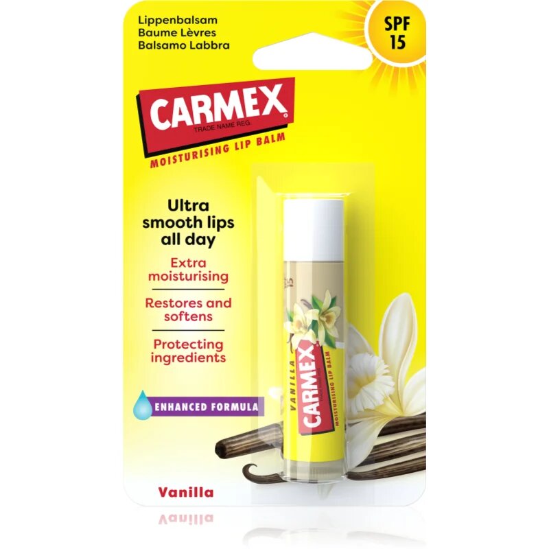 Carmex Vanilla хидратиращ балсам за устни в тубичка SPF 15 4.25 гр.