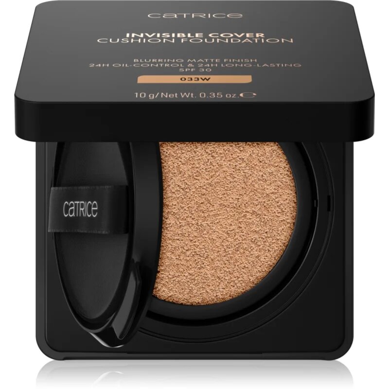 Catrice Invisible Cover Cushion Foundation матиращ фон дьо тен в гъба SPF 30 цвят 033W 10 гр.