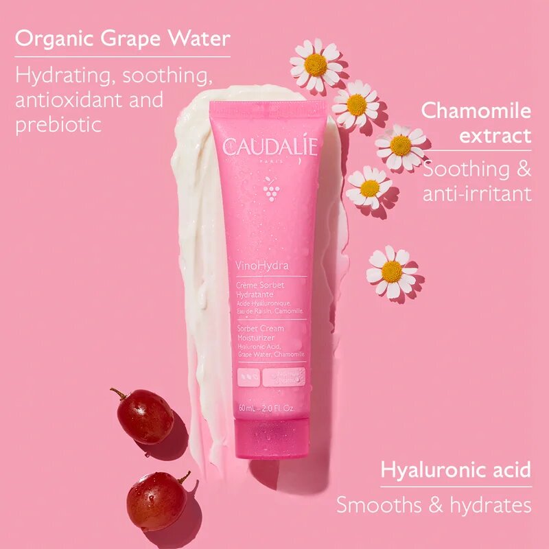 Caudalie VinoHydra Sorbet Cream Moisturizer хидратиращ гел крем за чувствителна кожа на лицето 60 мл.