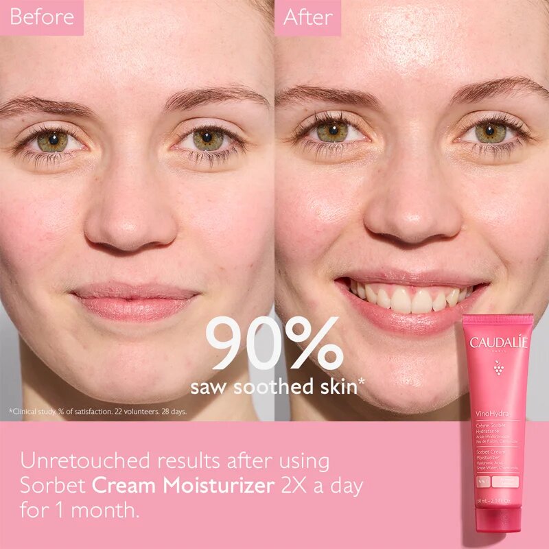 Caudalie VinoHydra Sorbet Cream Moisturizer хидратиращ гел крем за чувствителна кожа на лицето 60 мл.